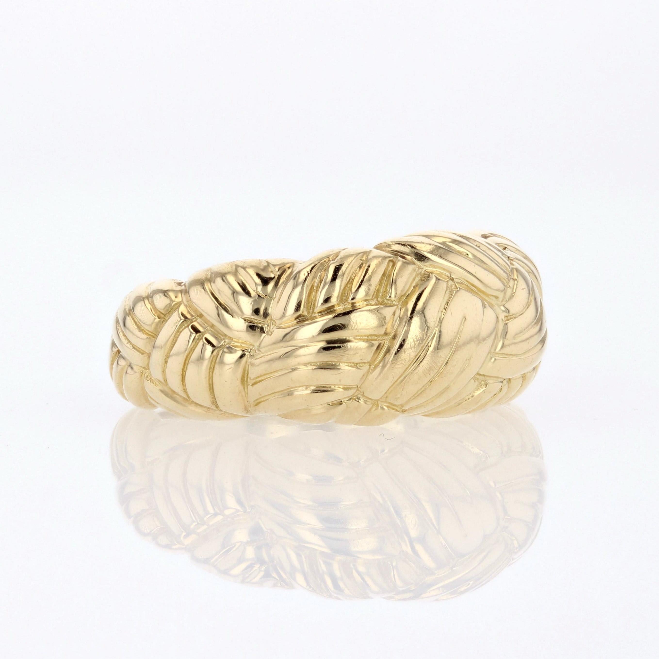 Modern 18 Karat Yellow Gold Braided Bangle Ring For Sale 1