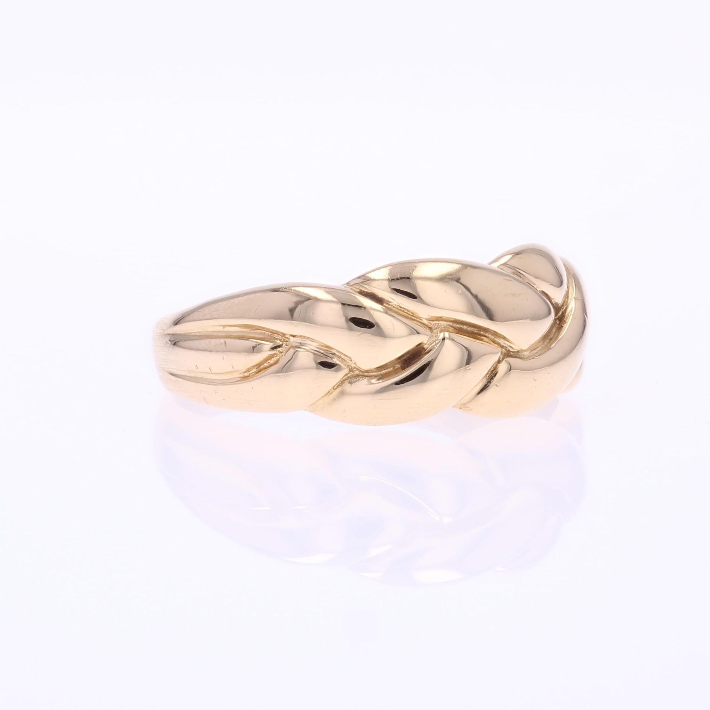 Modern 18 Karat Yellow Gold Braided Bangle Ring For Sale 1
