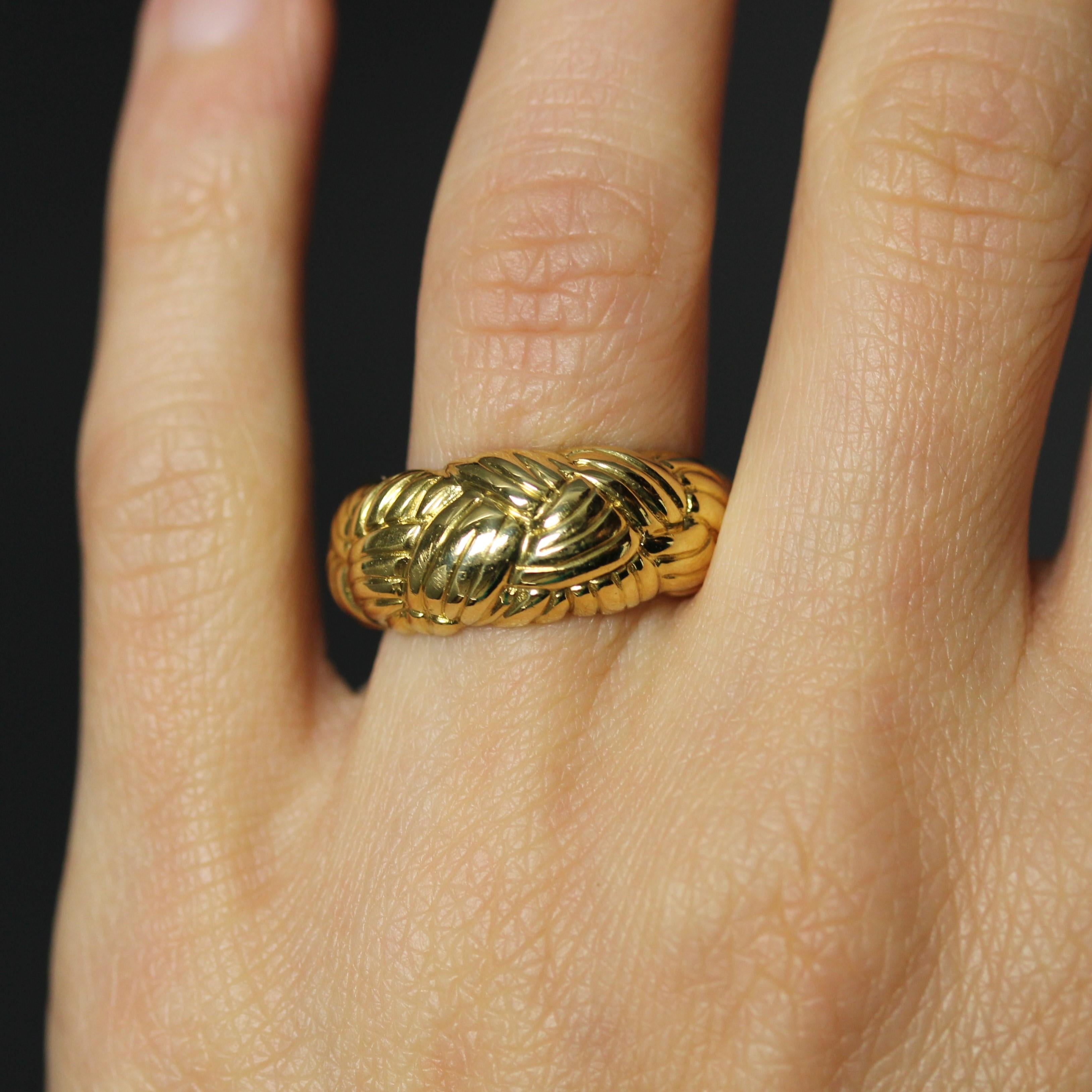 Modern 18 Karat Yellow Gold Braided Bangle Ring For Sale 2