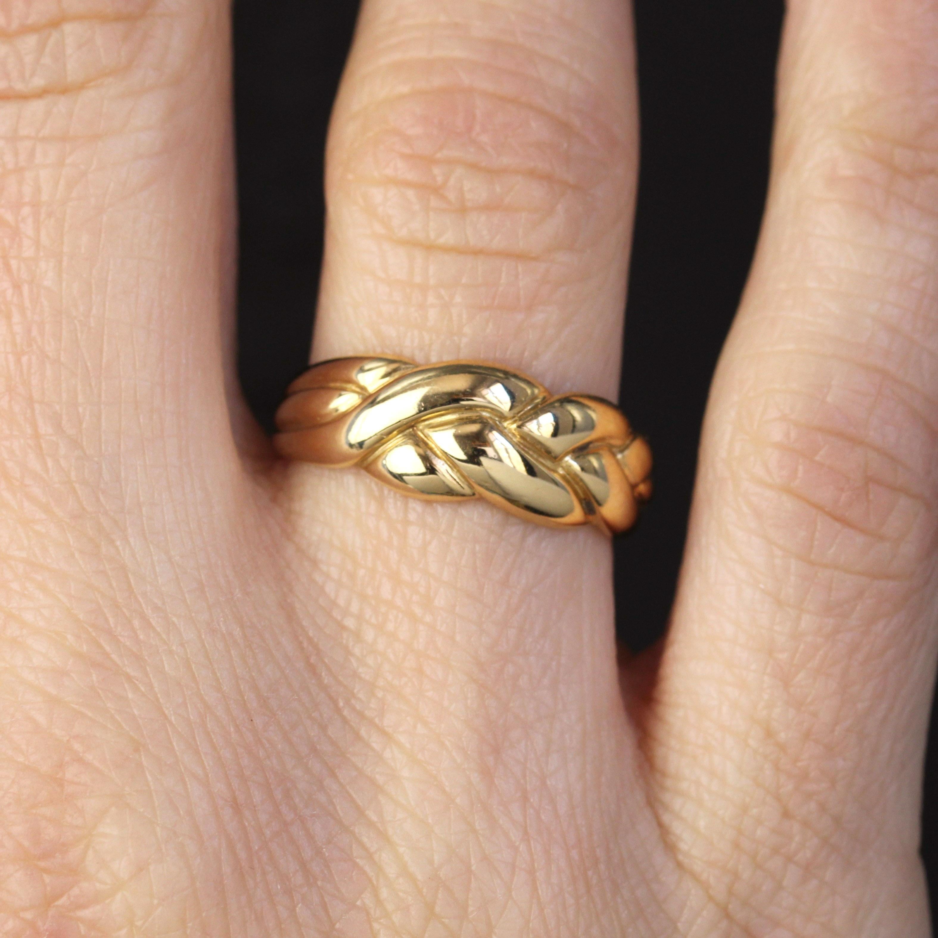 Modern 18 Karat Yellow Gold Braided Bangle Ring For Sale 2