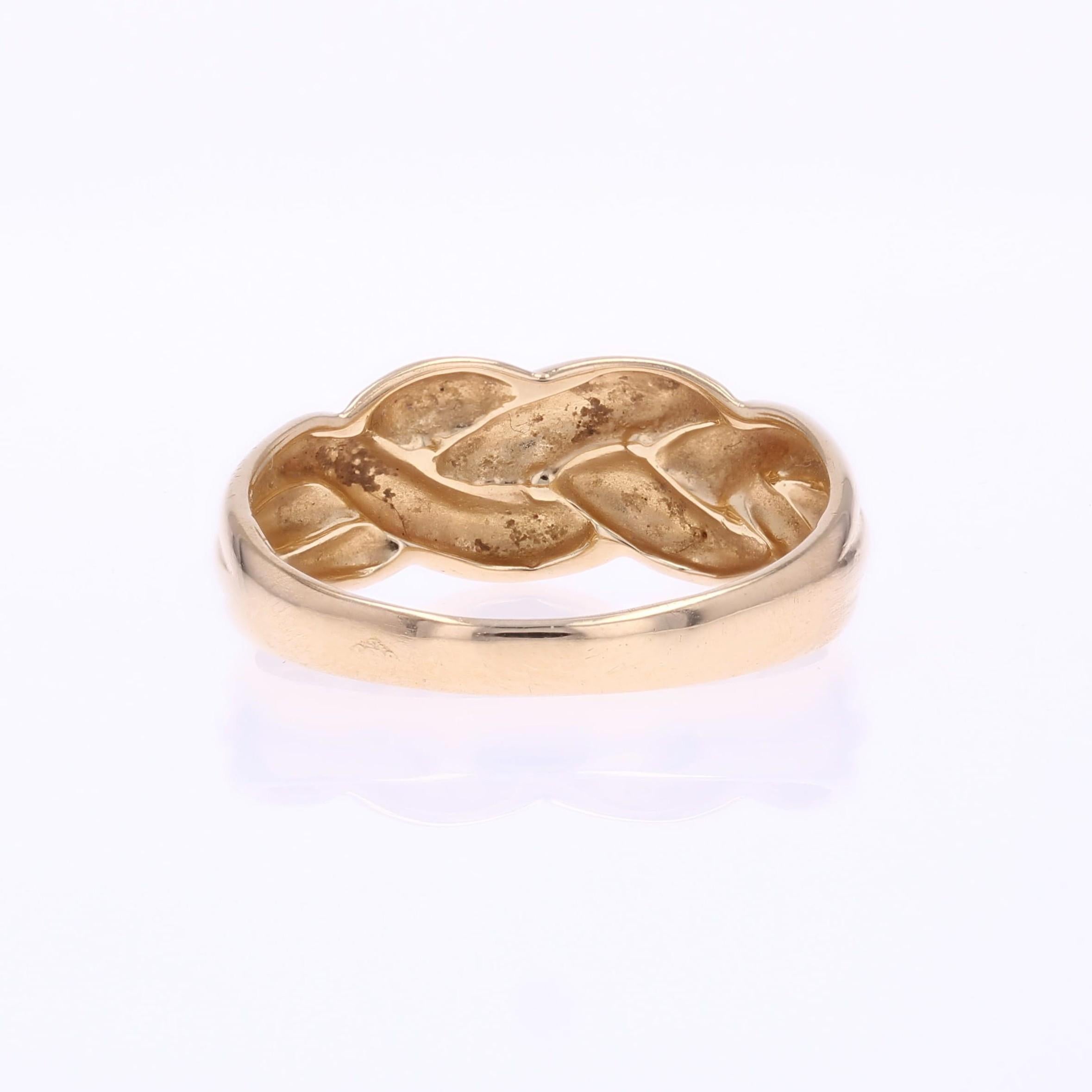 Modern 18 Karat Yellow Gold Braided Bangle Ring For Sale 3