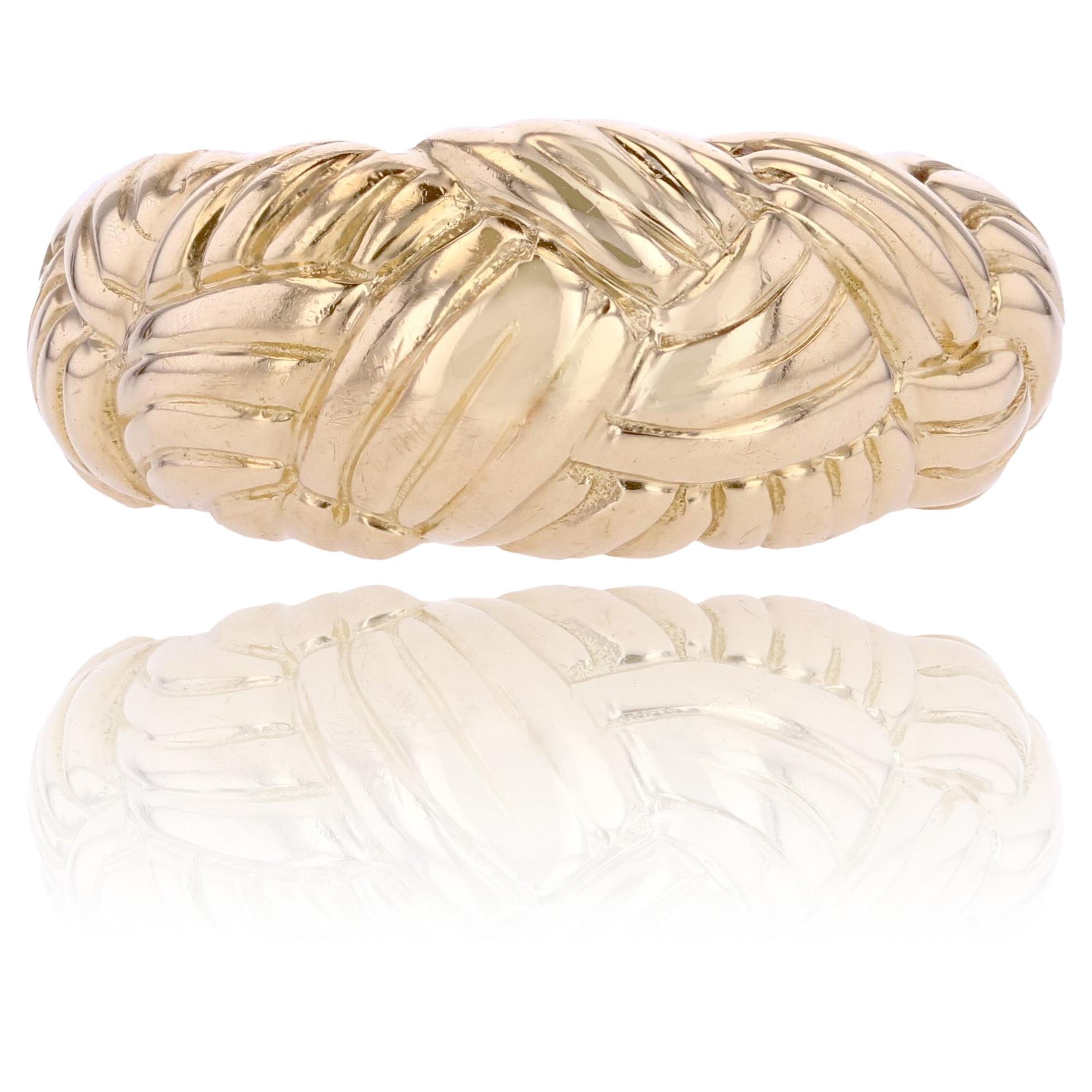 Modern 18 Karat Yellow Gold Braided Bangle Ring