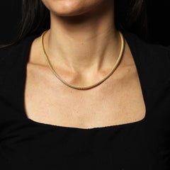 Modern 18 Karat Yellow Gold Braided Mesh Necklace
