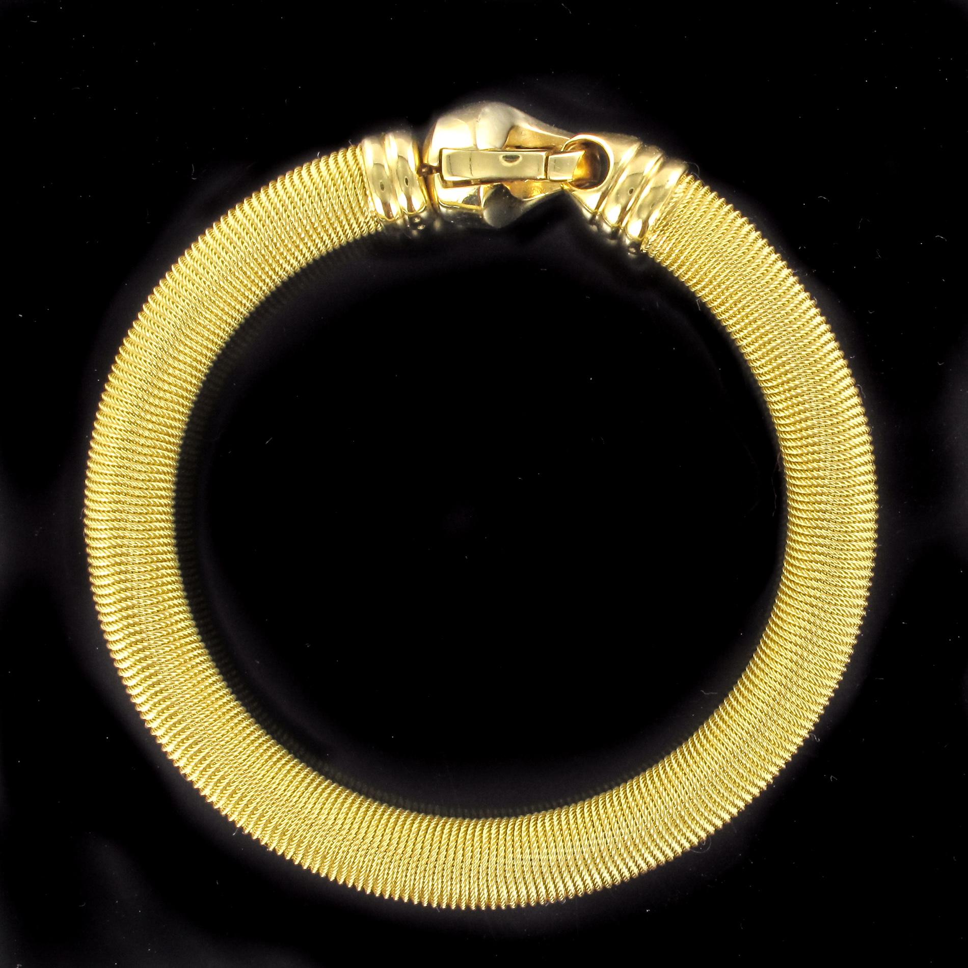 Modern 18 Karat Yellow Gold Cable Bangle Bracelet 6