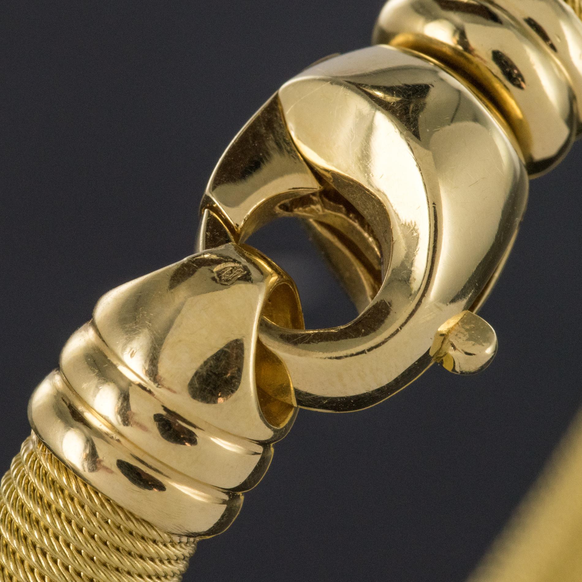 Modern 18 Karat Yellow Gold Cable Bangle Bracelet 4