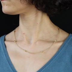 Modern 18 Karat Yellow Gold Cable Link Hearts Necklace