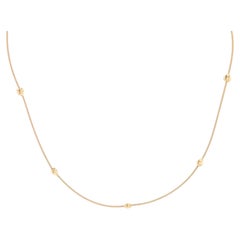 Modern 18 Karat Yellow Gold Cable Link Hearts Necklace