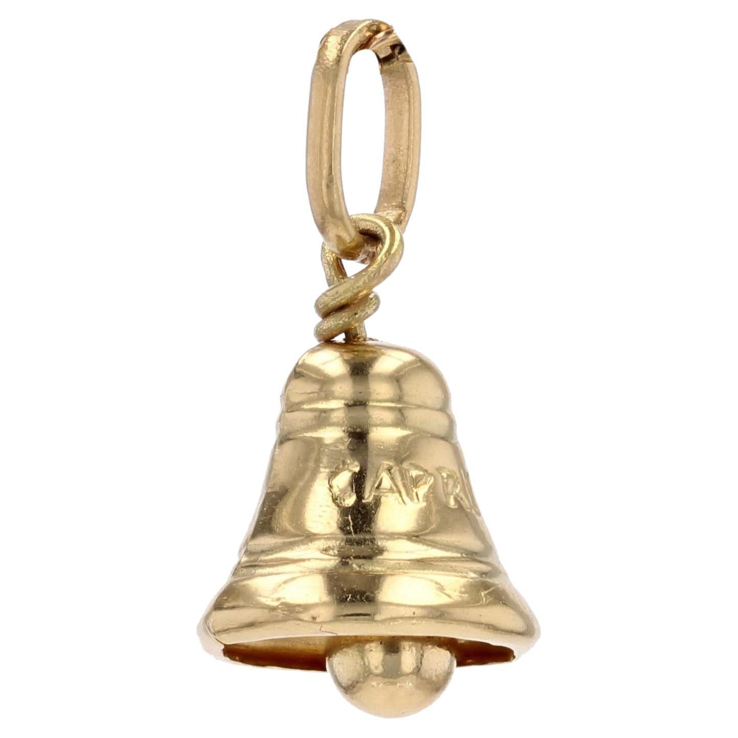 Modern 18 Karat Yellow Gold Capri Bell Charm Pendant