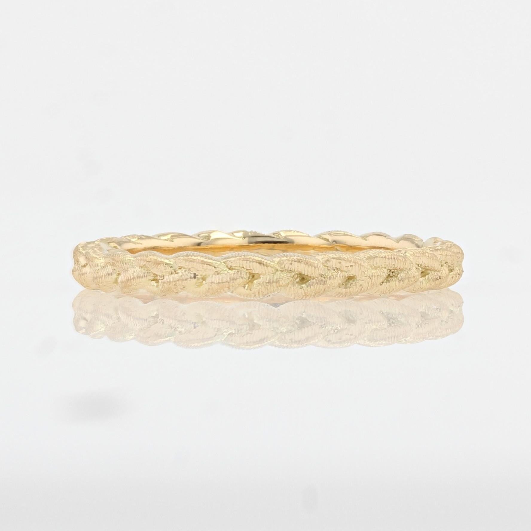 Modern 18 Karat Yellow Gold Chiseled Braided Wedding Ring For Sale 6