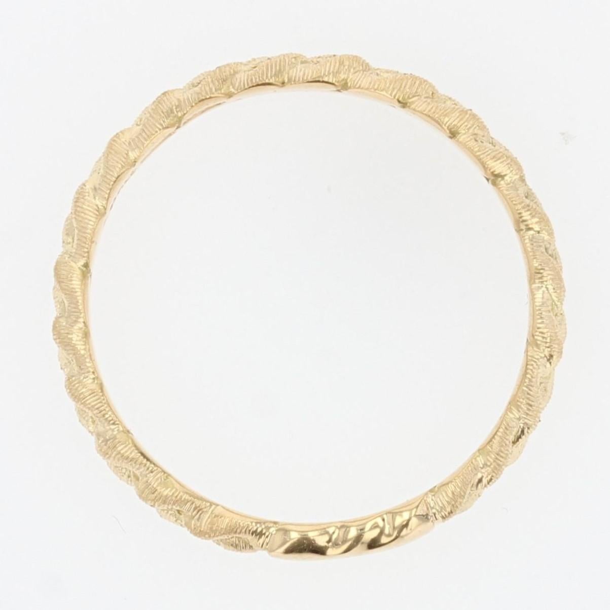 Modern 18 Karat Yellow Gold Chiseled Braided Wedding Ring For Sale 3