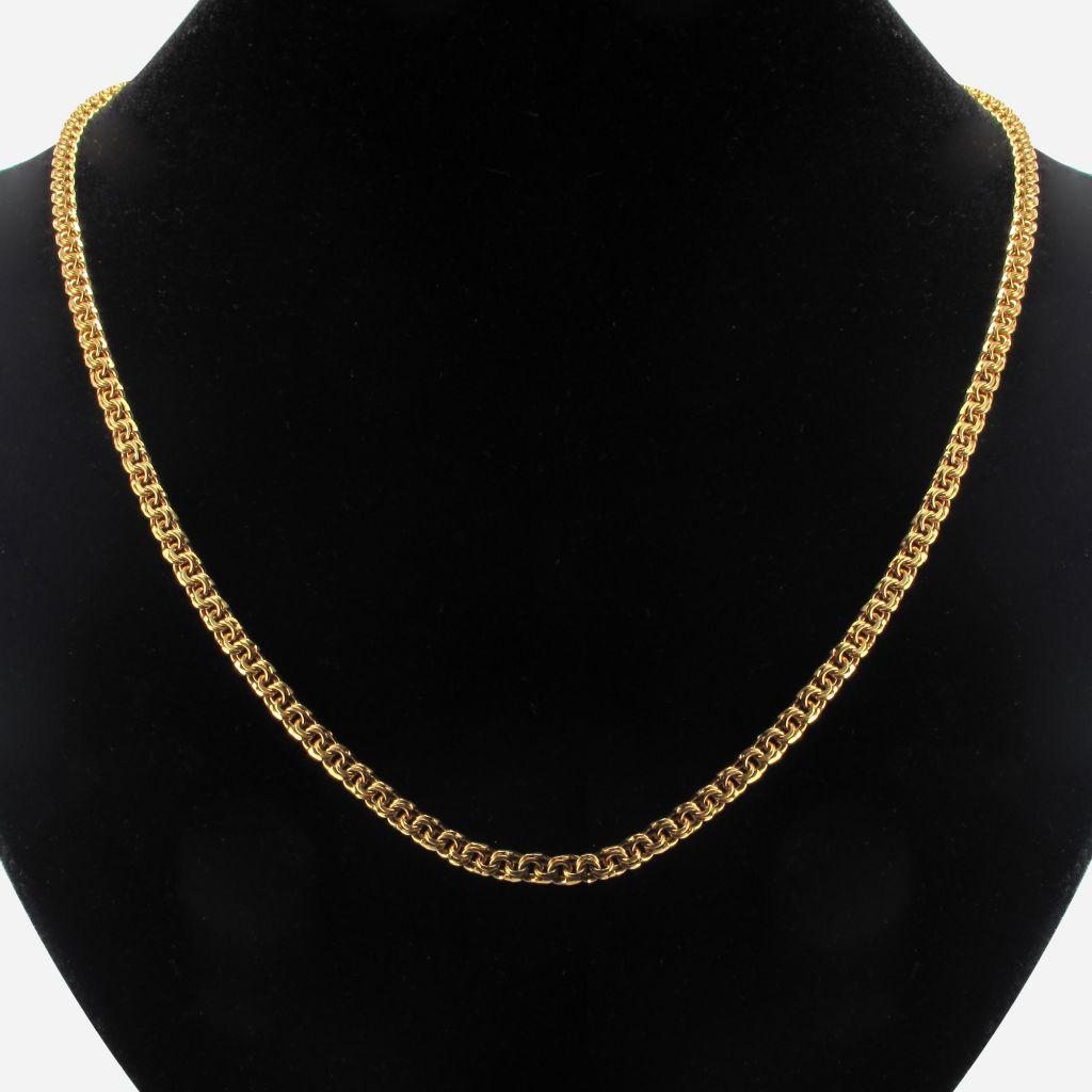 Modern 18 Karat Yellow Gold Chiseled Flatened Convict Mesh Chain In Good Condition For Sale In Poitiers, FR