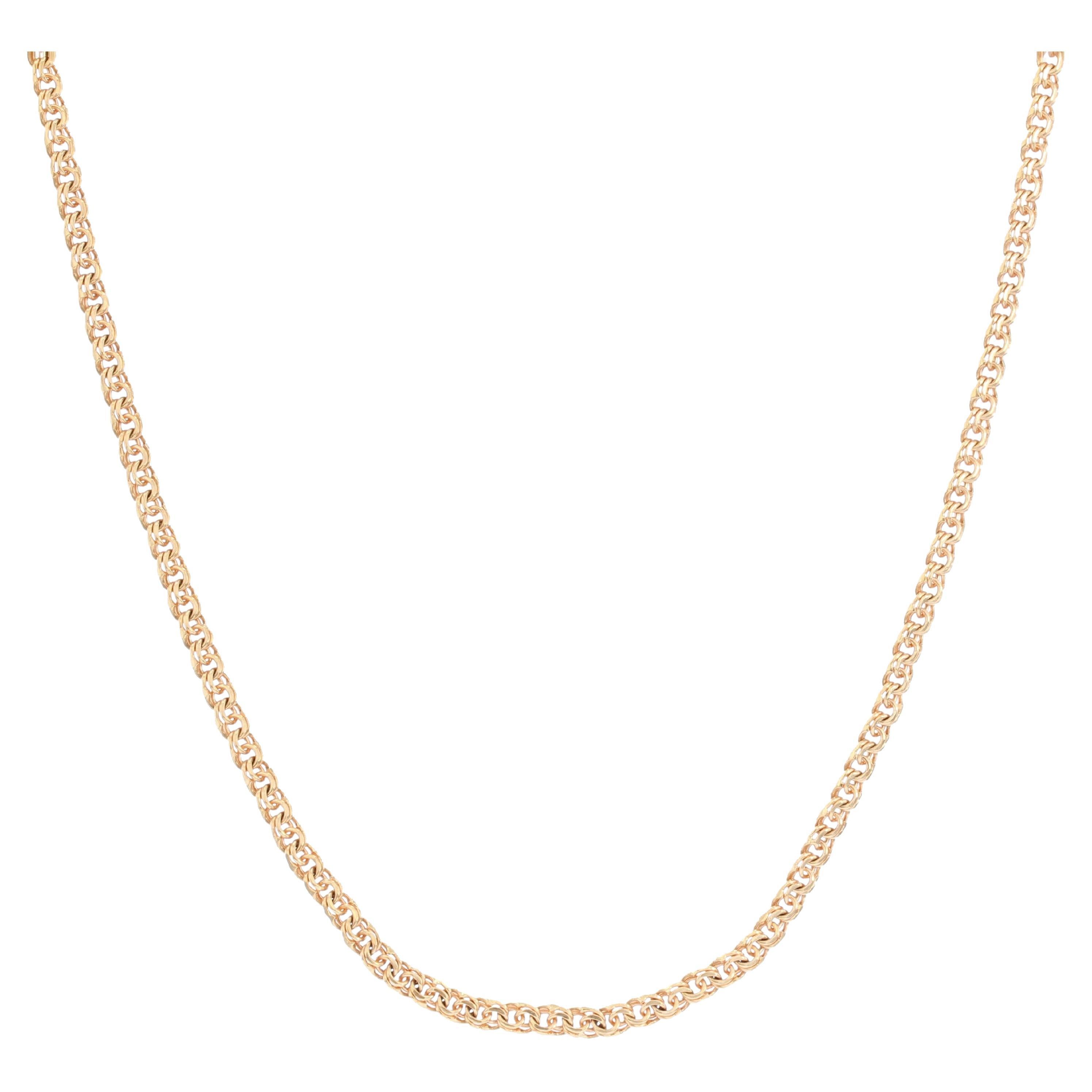 Modern 18 Karat Yellow Gold Chiseled Flatened Convict Mesh Chain