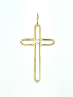 Modern 18 karat Yellow Gold Diamond Cross