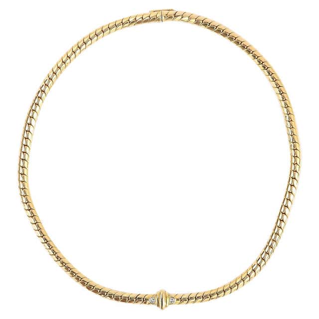 18 Karat Yellow Gold and Diamond Serpentine Necklace Collarette, circa ...