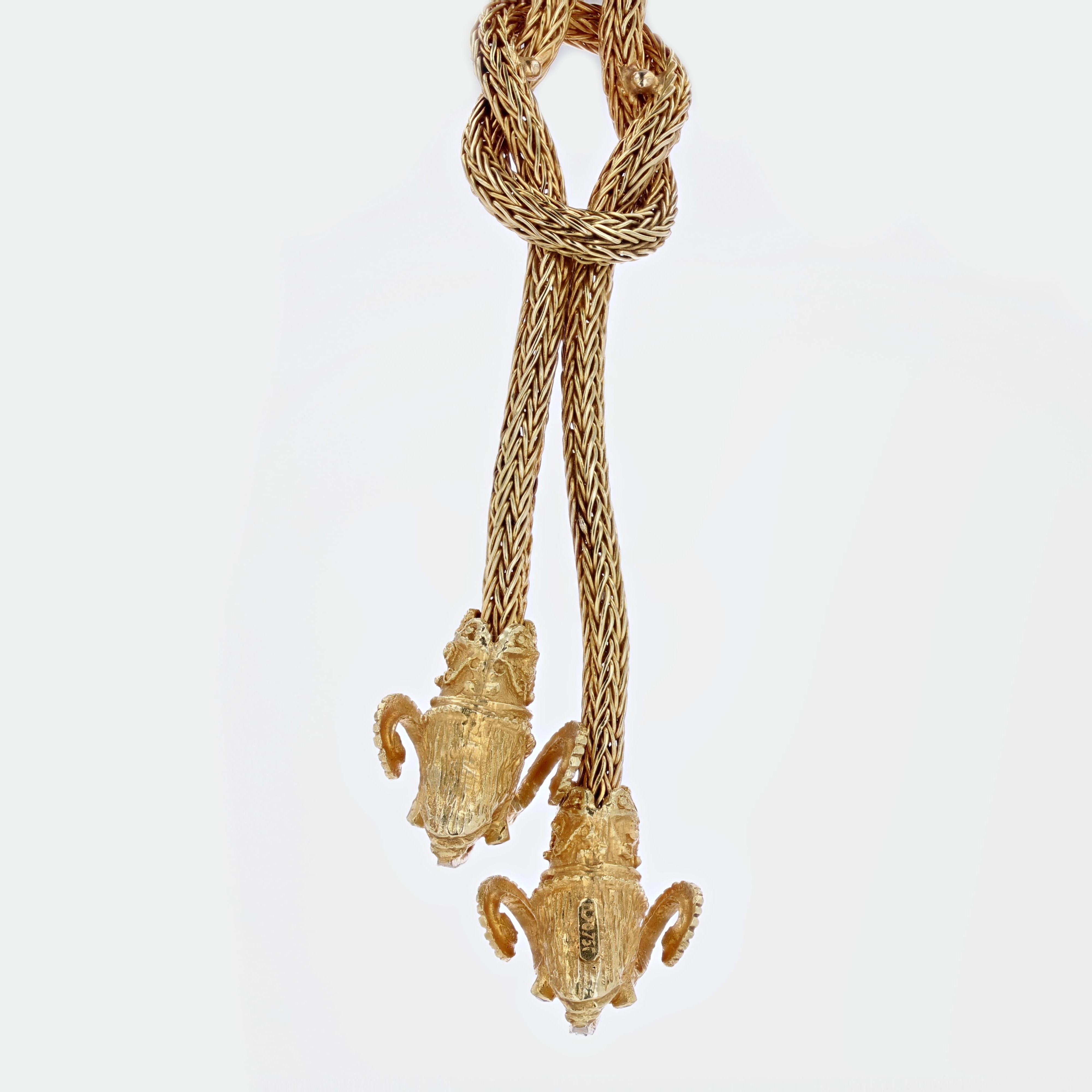 Collier moderne nœud de bélier en or jaune 18 carats, diamants et rubis en vente 6