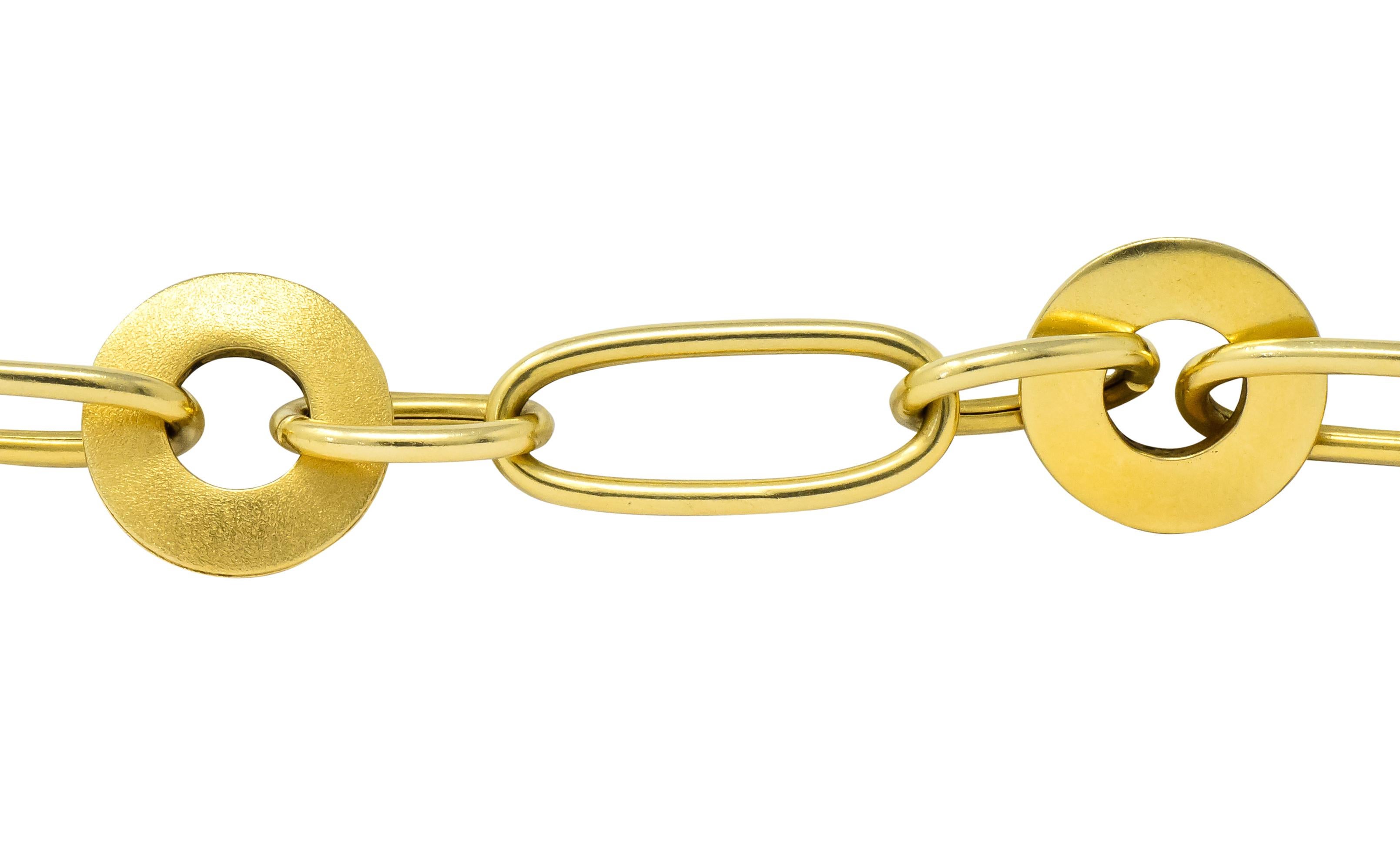 Women's or Men's Modern 18 Karat Yellow Gold Disc Link Bracelet