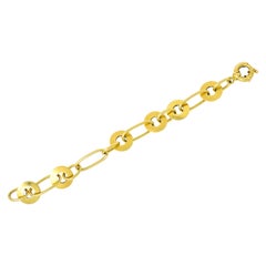 Modern 18 Karat Yellow Gold Disc Link Bracelet
