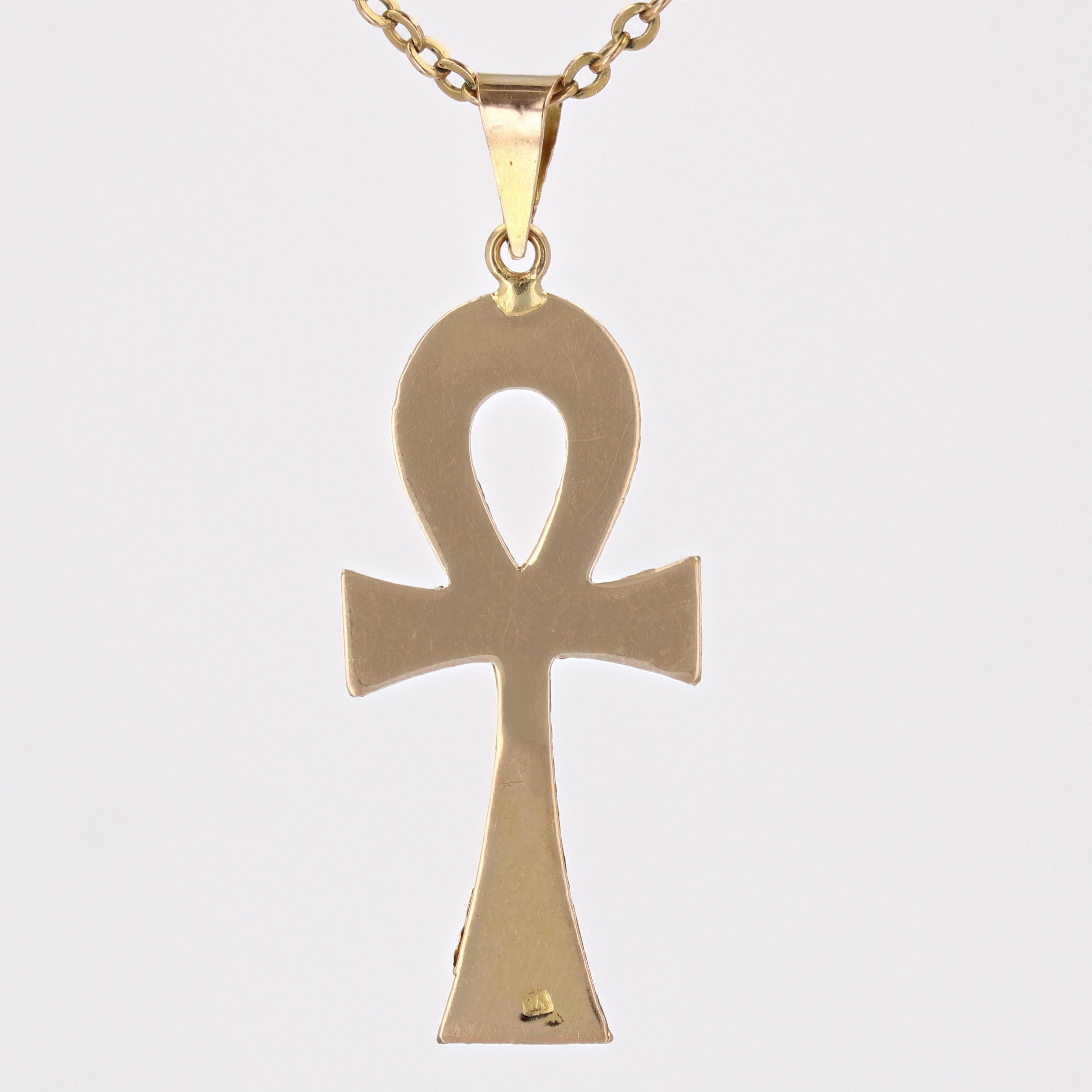 Pendentif moderne en forme de croix égyptienne en or jaune 18 carats en vente 2