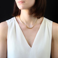 Modern 18 Karat Yellow Gold Falling Palm Tree Mesh Necklace
