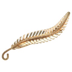 Modern 18 Karat Yellow Gold Fern Leaf Brooch