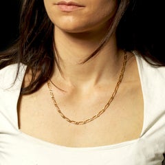 Modern 18 Karat Yellow Gold Filed Alternating Curb Chain Necklace