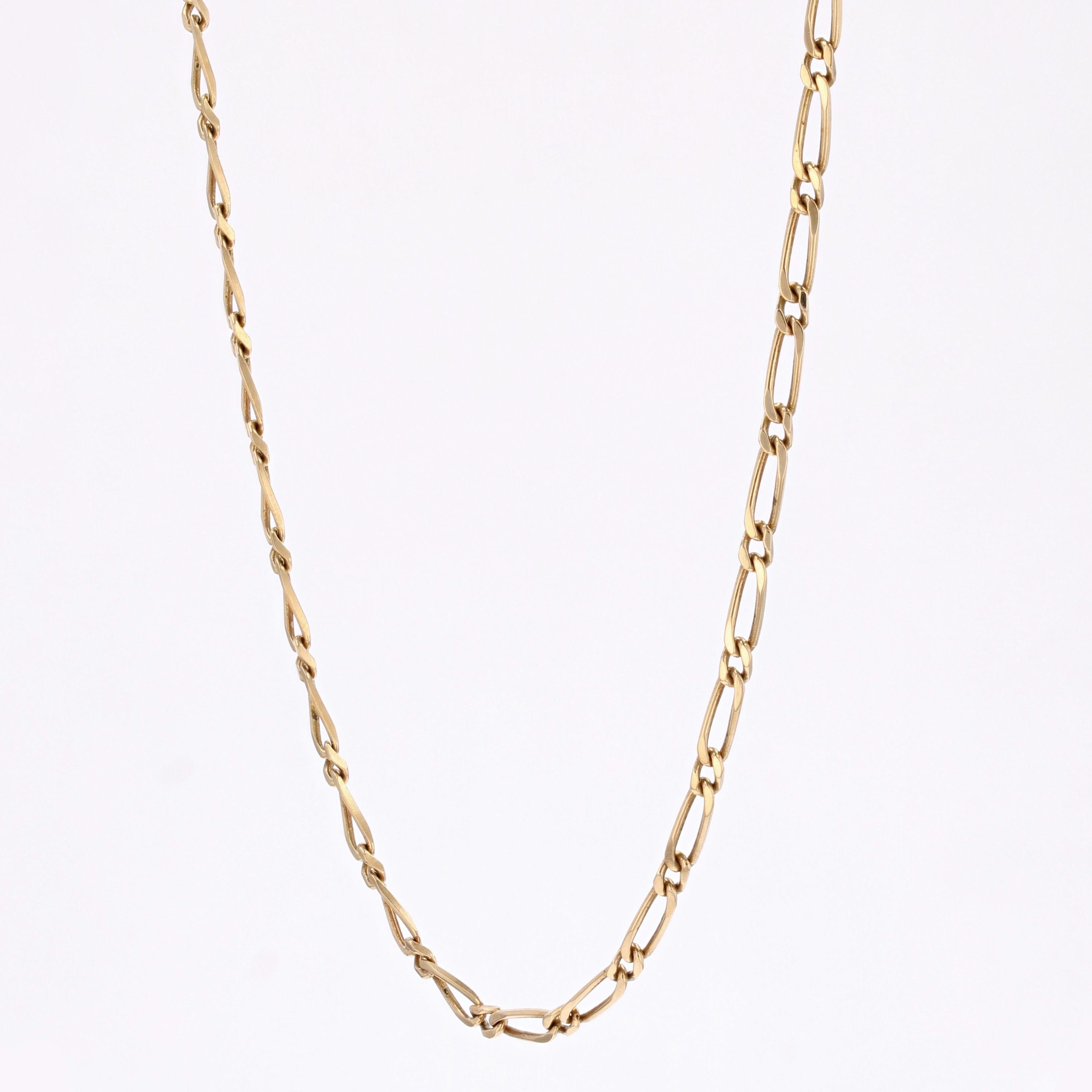 Collier moderne en or jaune 18 carats à boucles alternées Unisexe en vente