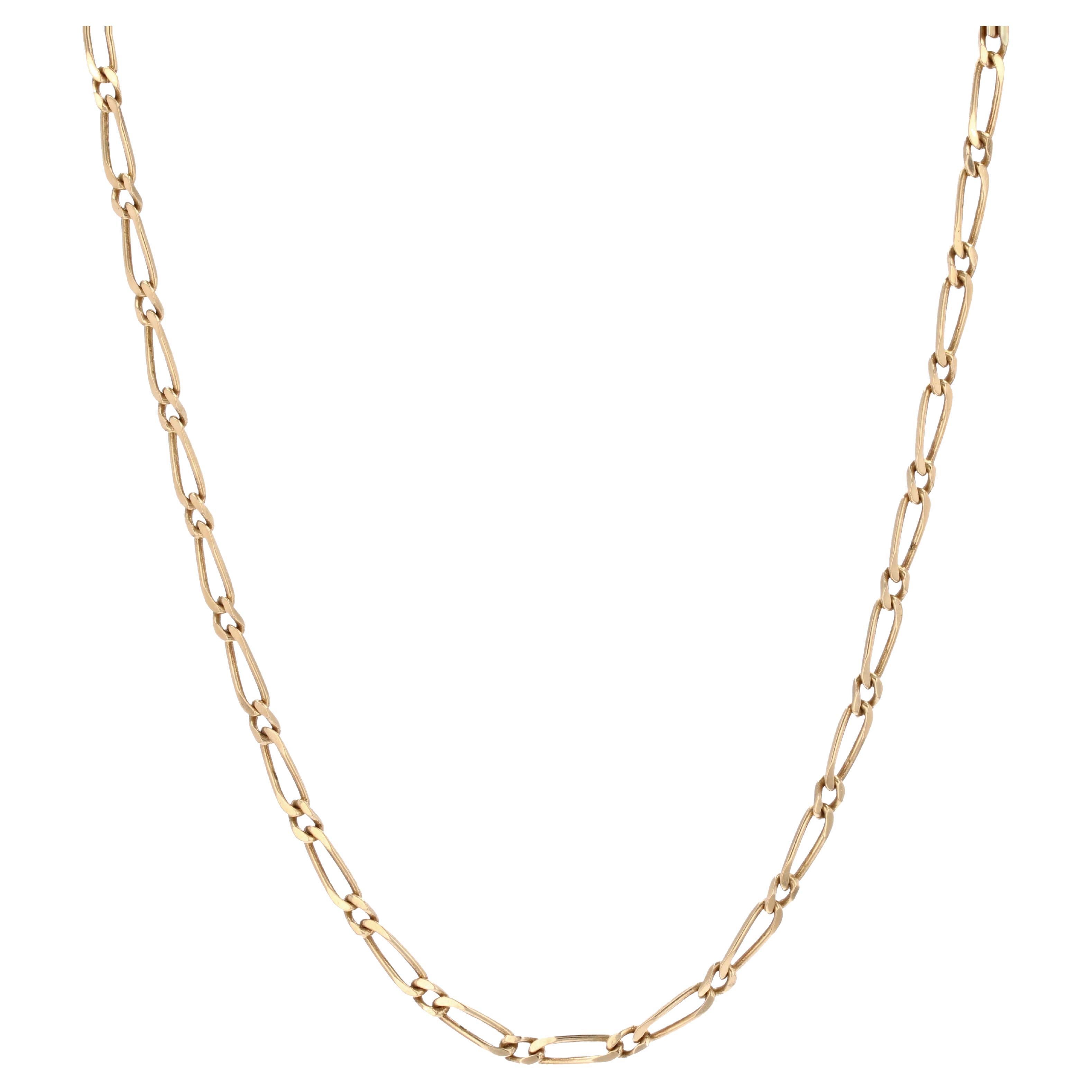 Modern 18 Karat Yellow Gold Filed Alternating Curb Chain Necklace