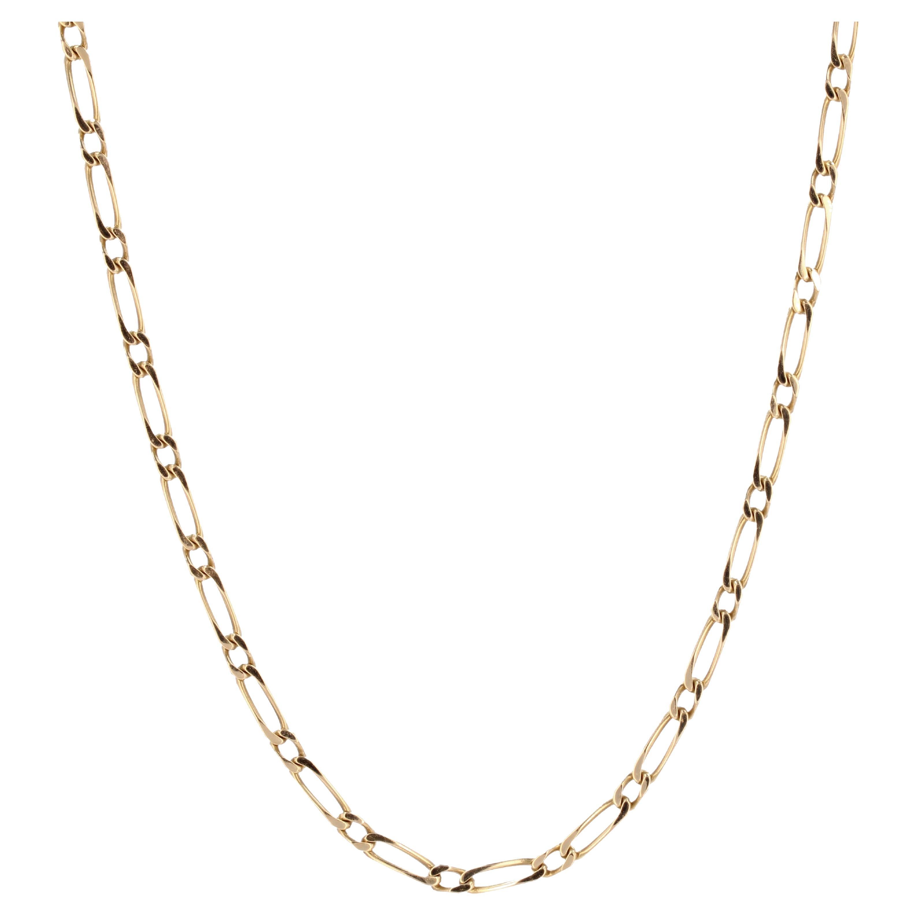 Modern 18 Karat Yellow Gold Filed Alternating Curb Chain Necklace