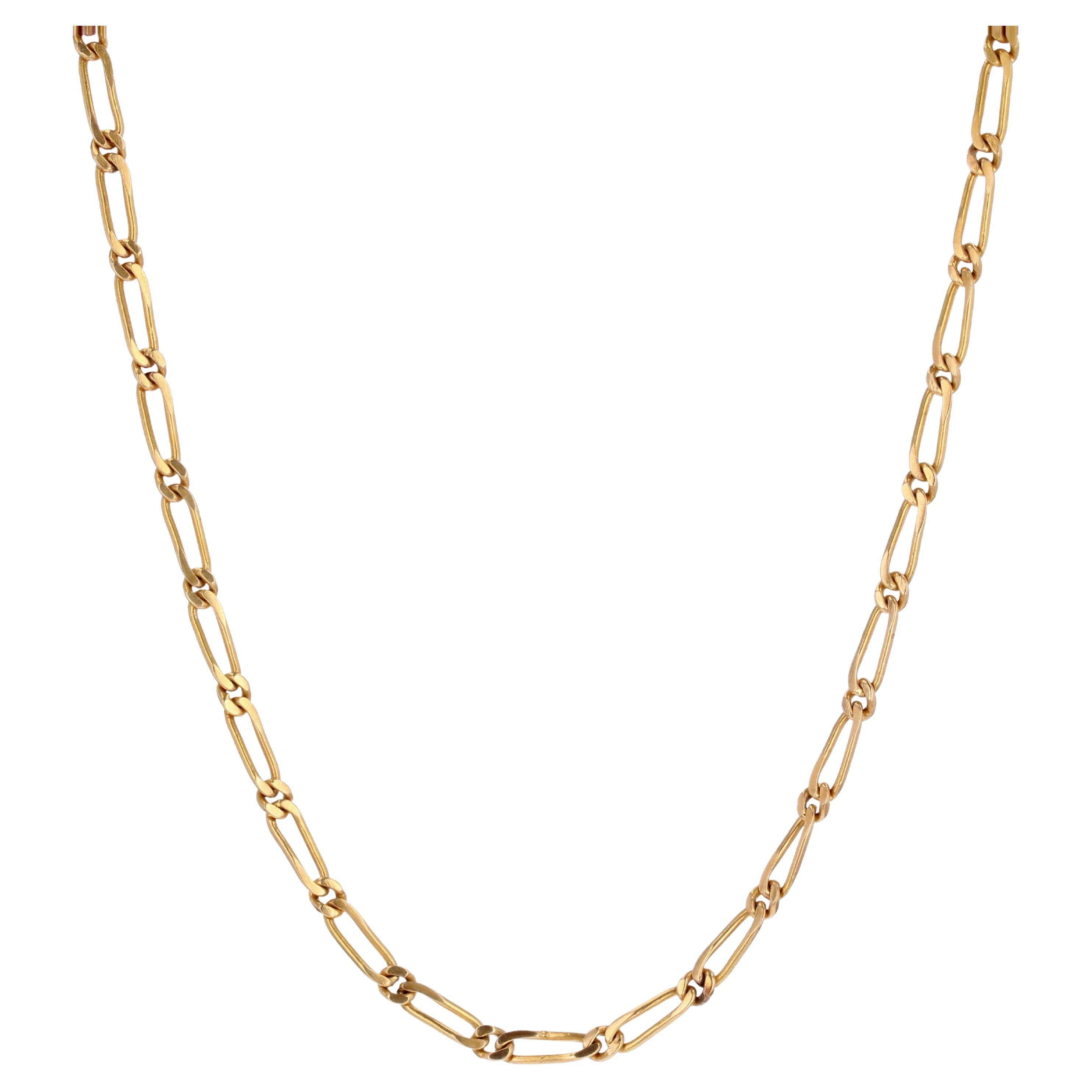 Modern 18 Karat Yellow Gold Filed Alternating Curb Chain Necklace