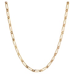 Modern 18 Karat Yellow Gold Filed Alternating Curb Chain Necklace