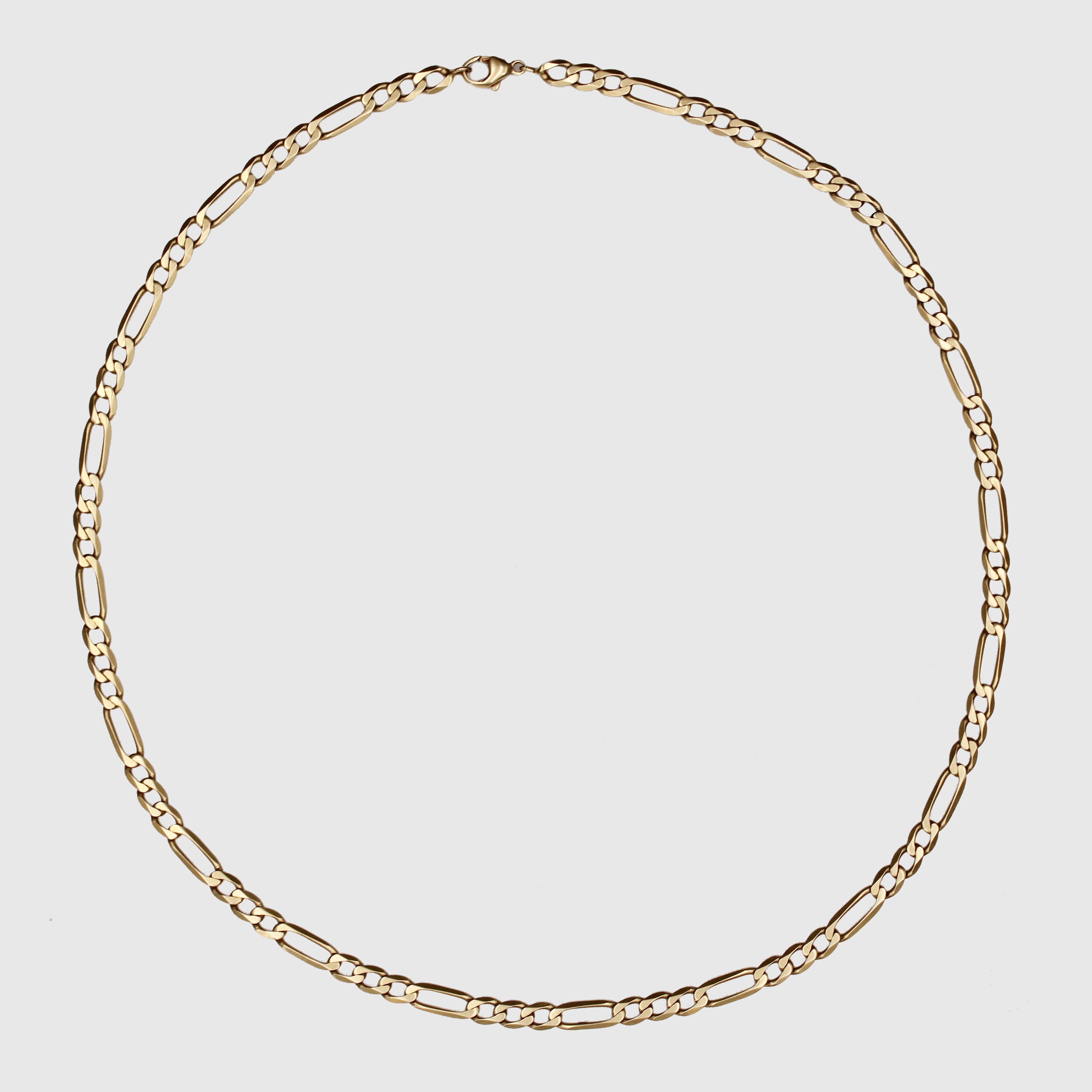 Modern 18 Karat Yellow Gold Filed Alternating Curb Flat Chain Necklace In Good Condition For Sale In Poitiers, FR