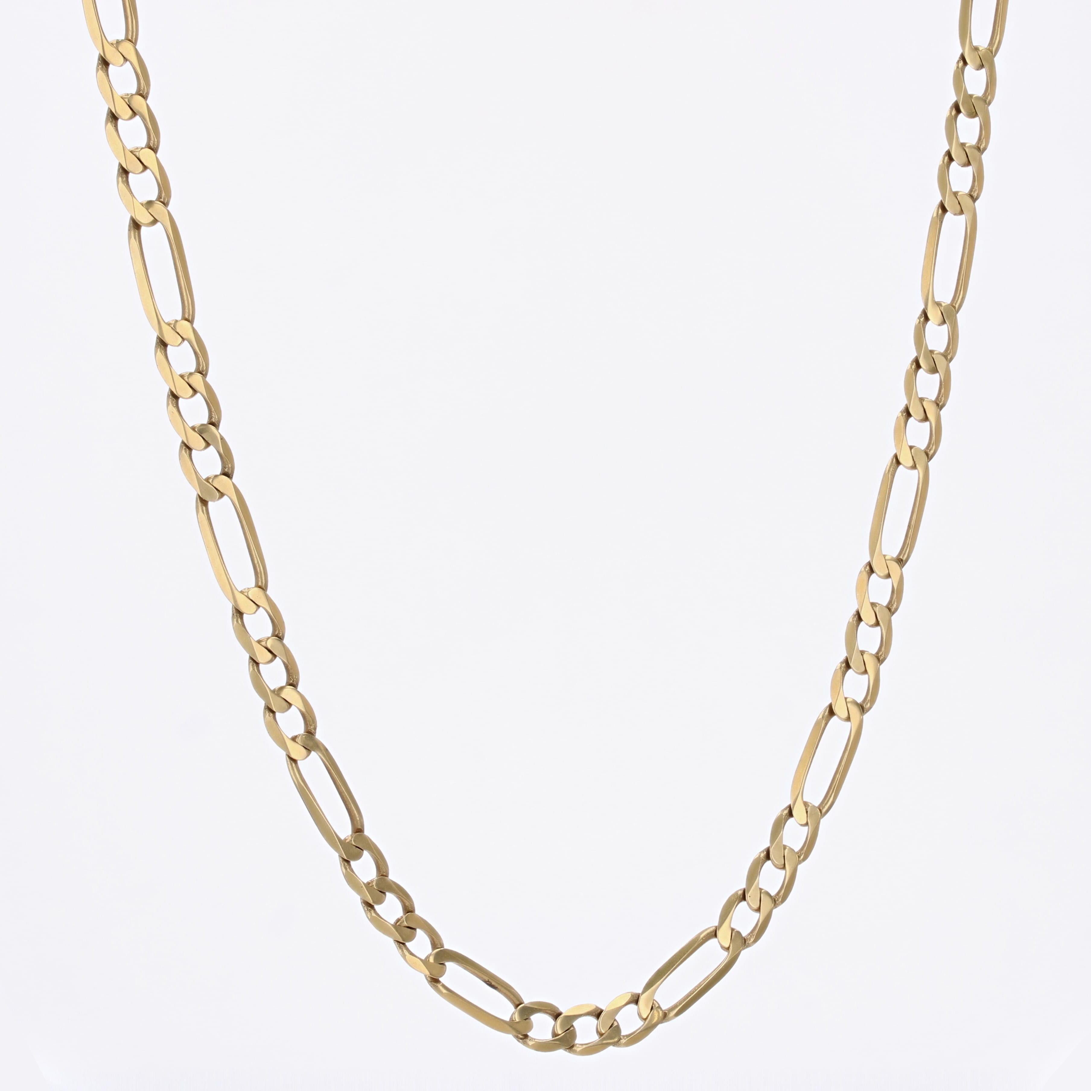 Women's or Men's Modern 18 Karat Yellow Gold Filed Alternating Curb Flat Chain Necklace For Sale