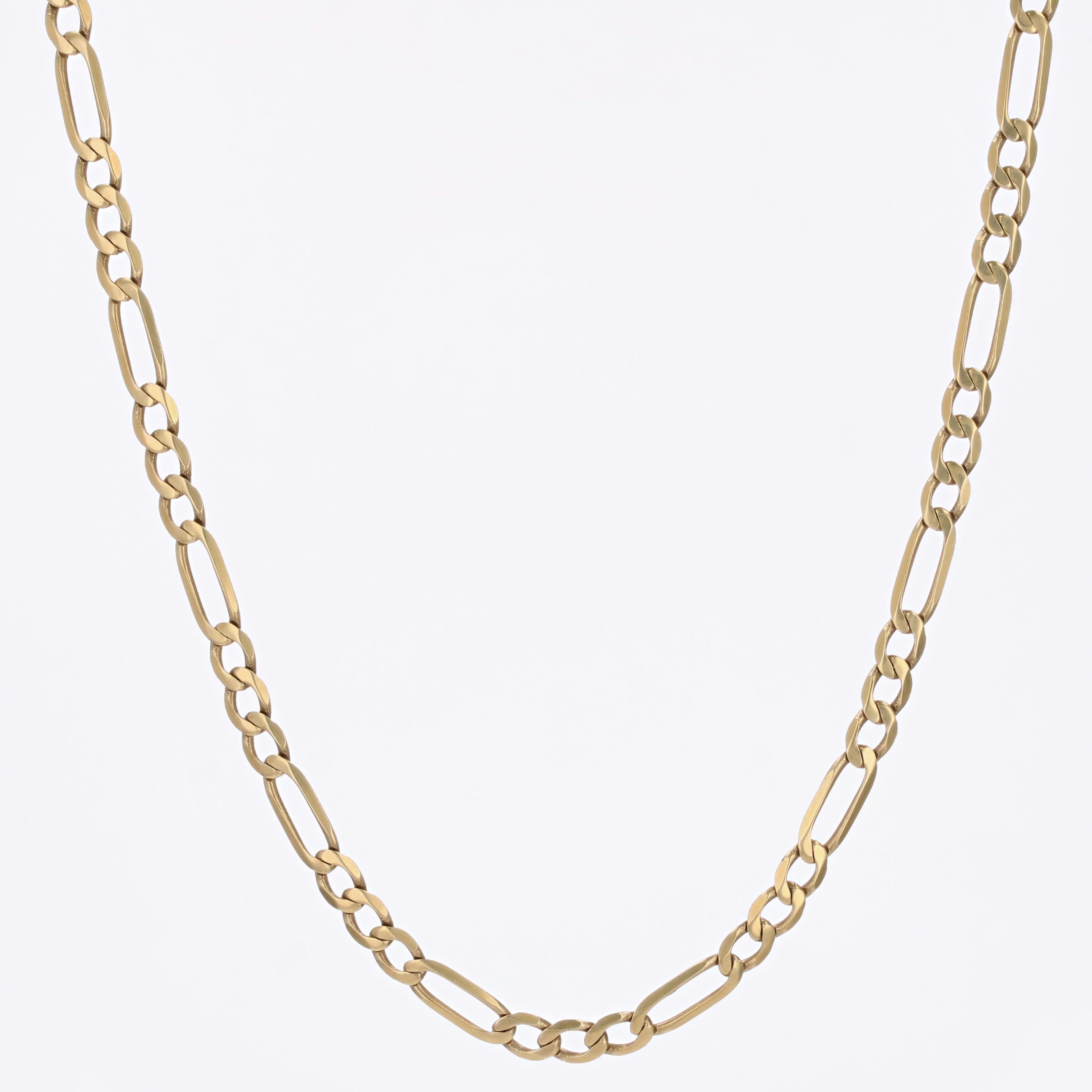 Modern 18 Karat Yellow Gold Filed Alternating Curb Flat Chain Necklace For Sale 1
