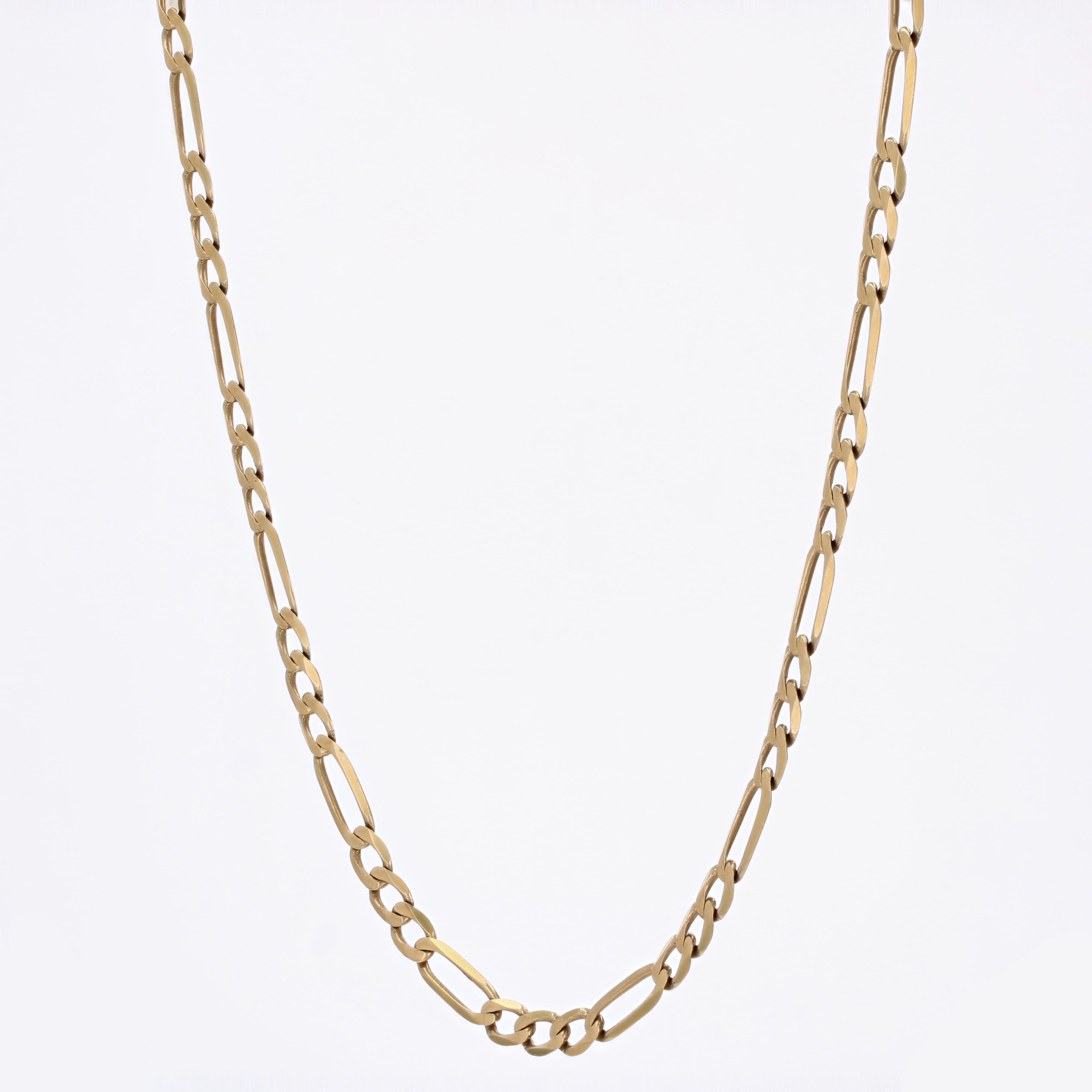 Modern 18 Karat Yellow Gold Filed Alternating Curb Flat Chain Necklace For Sale 2