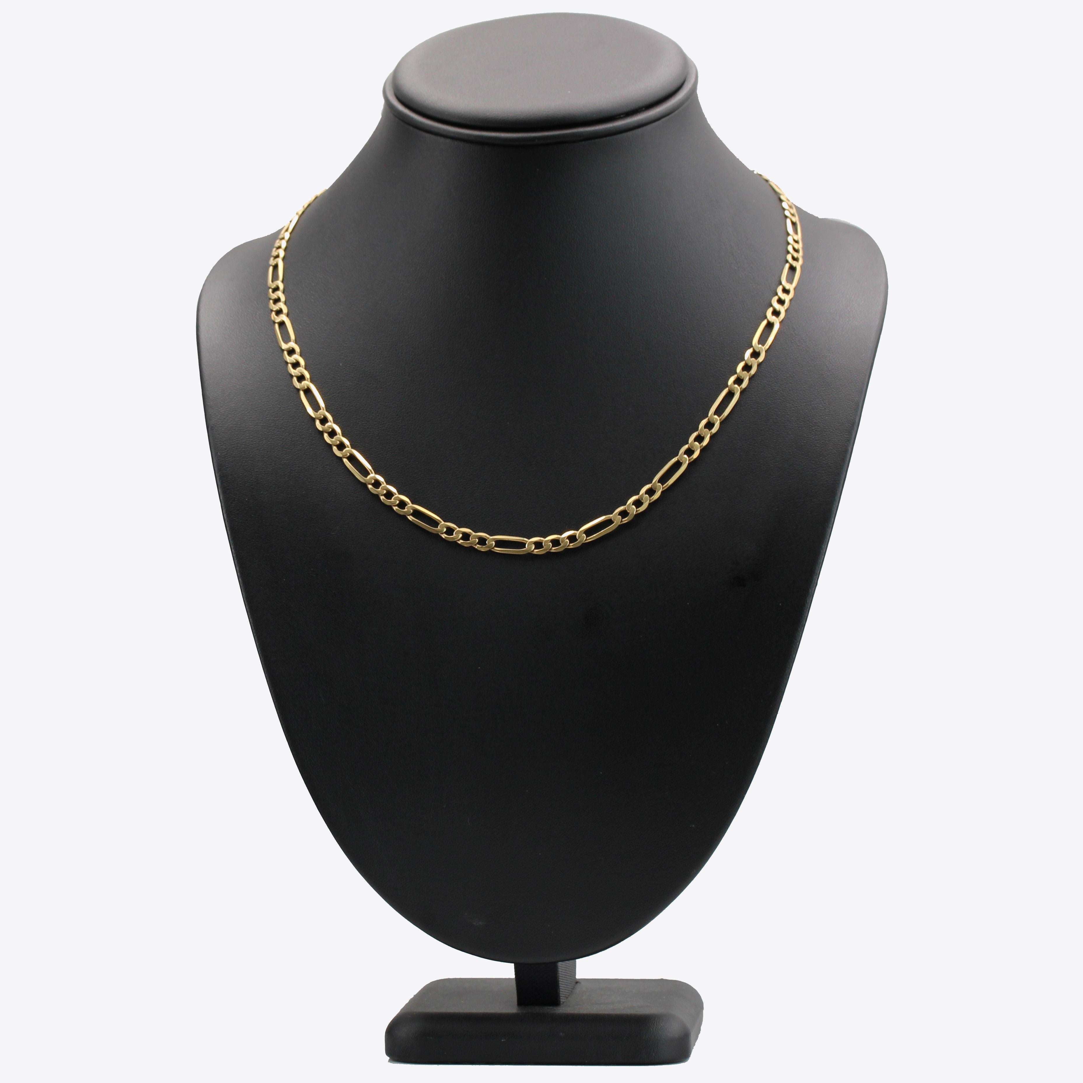 Modern 18 Karat Yellow Gold Filed Alternating Curb Flat Chain Necklace For Sale 3