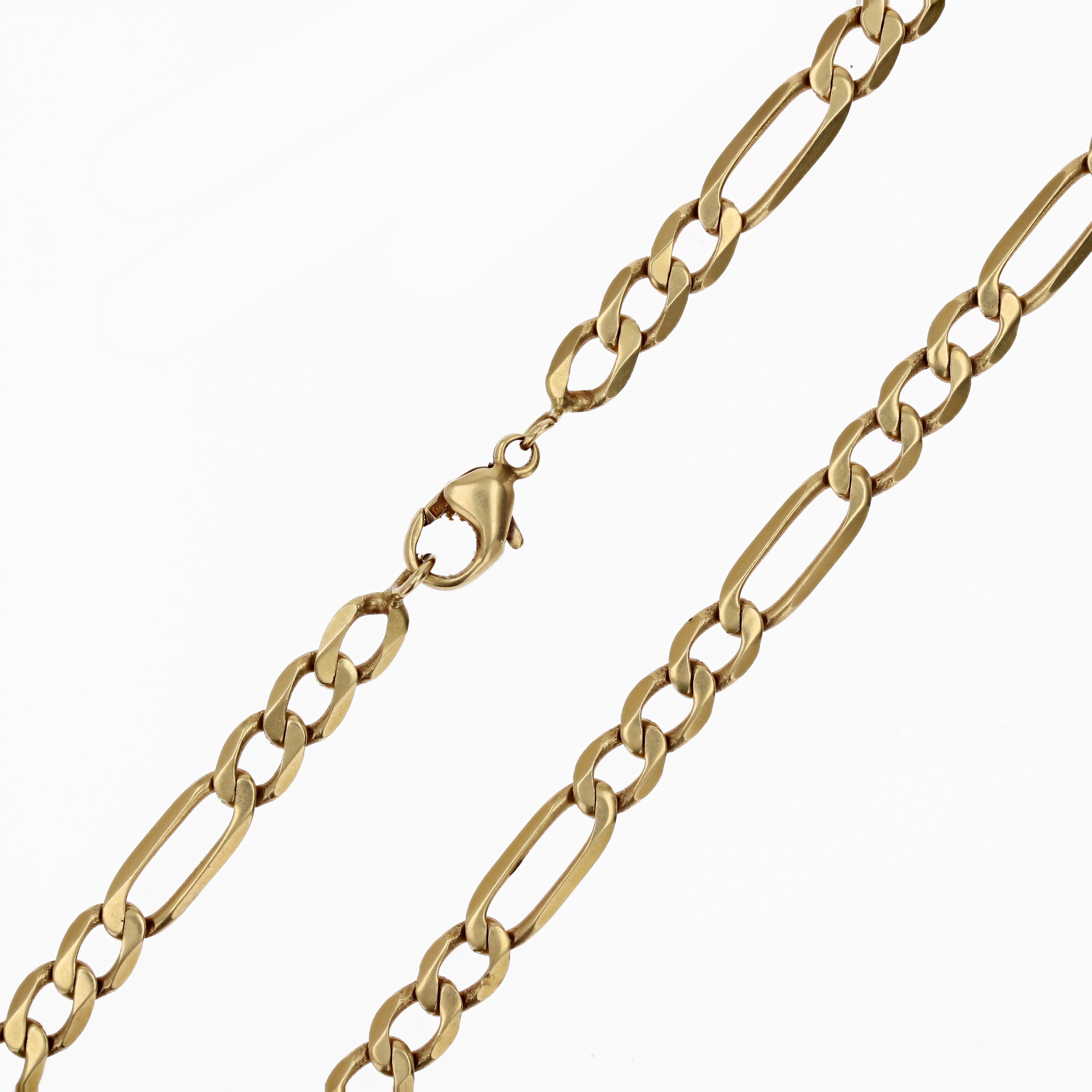 Modern 18 Karat Yellow Gold Filed Alternating Curb Flat Chain Necklace For Sale 4