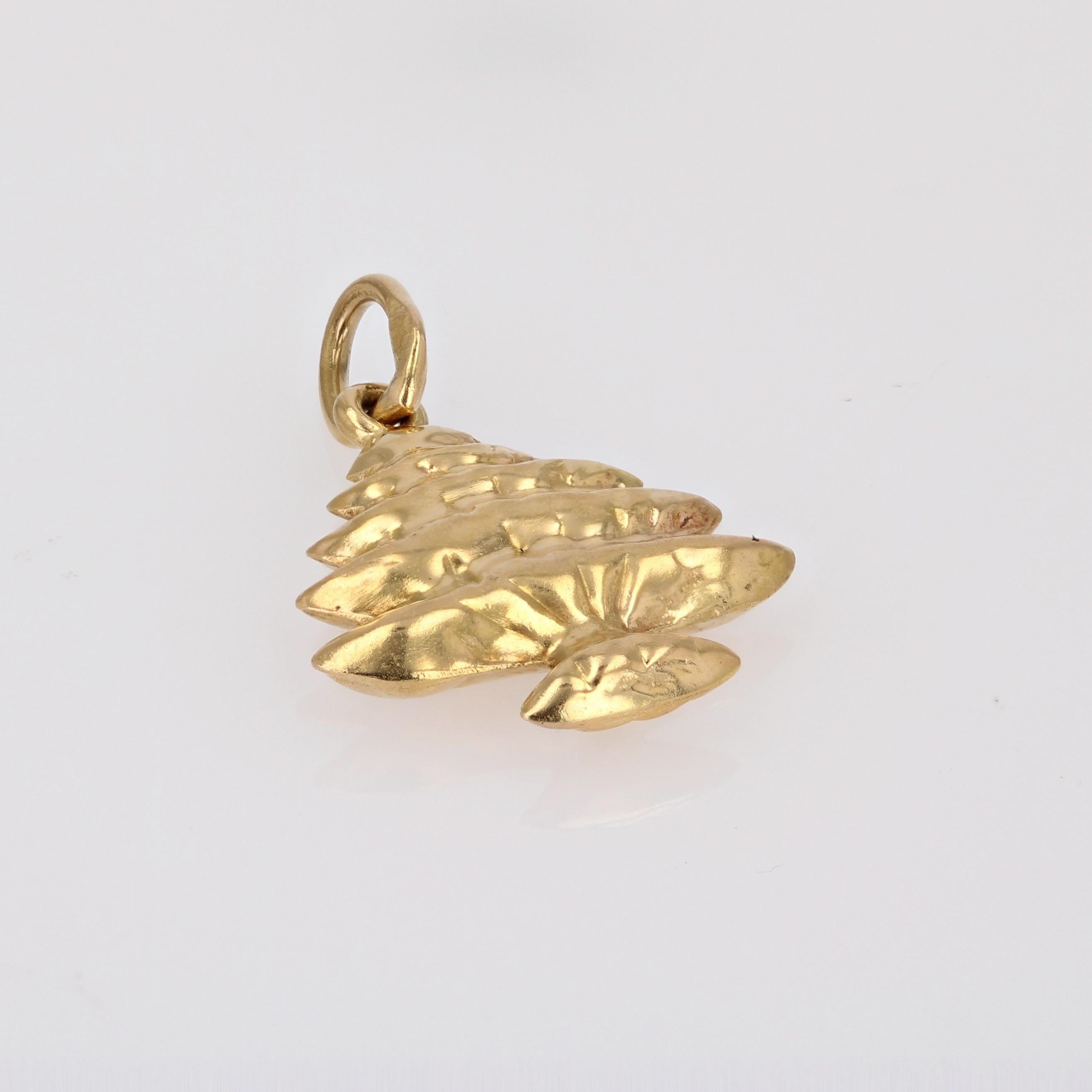 Modern 18 Karat Yellow Gold Fir Pendant In Good Condition For Sale In Poitiers, FR
