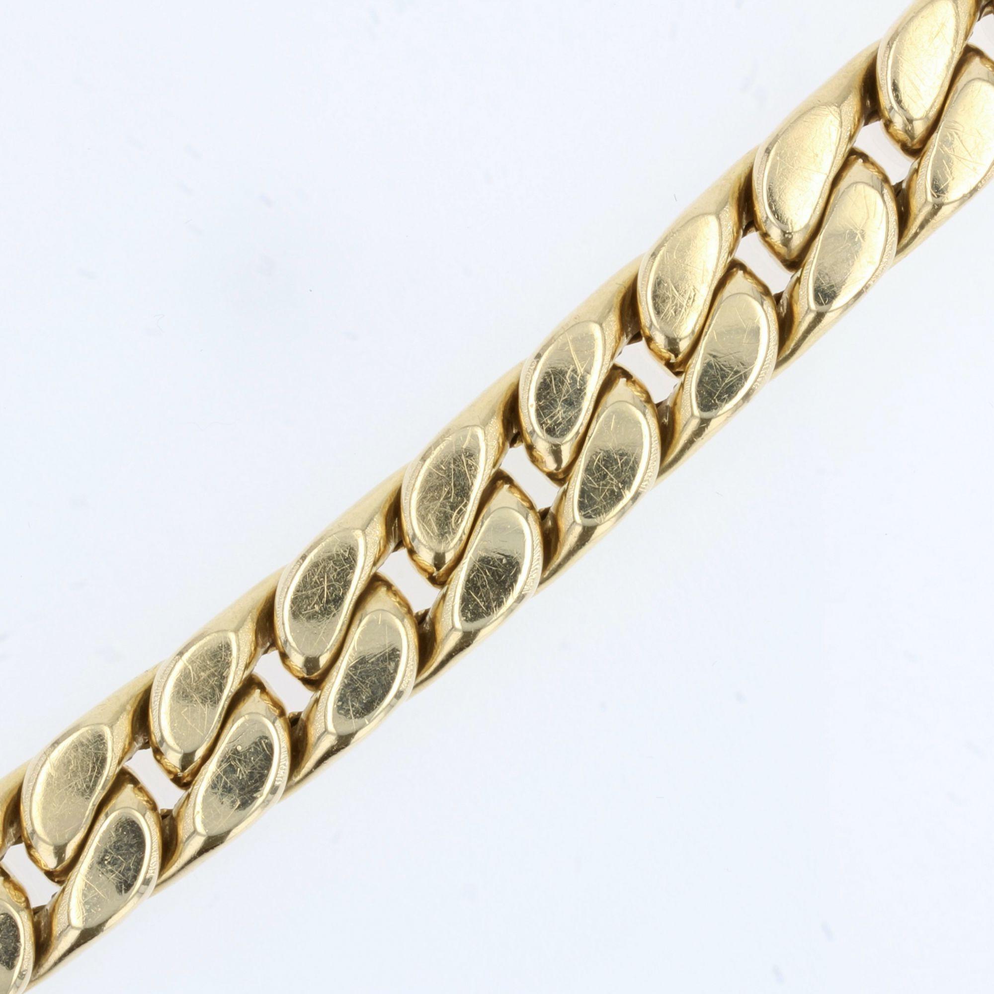 Modern 18 Karat Yellow Gold Flat Curb Bracelet 2