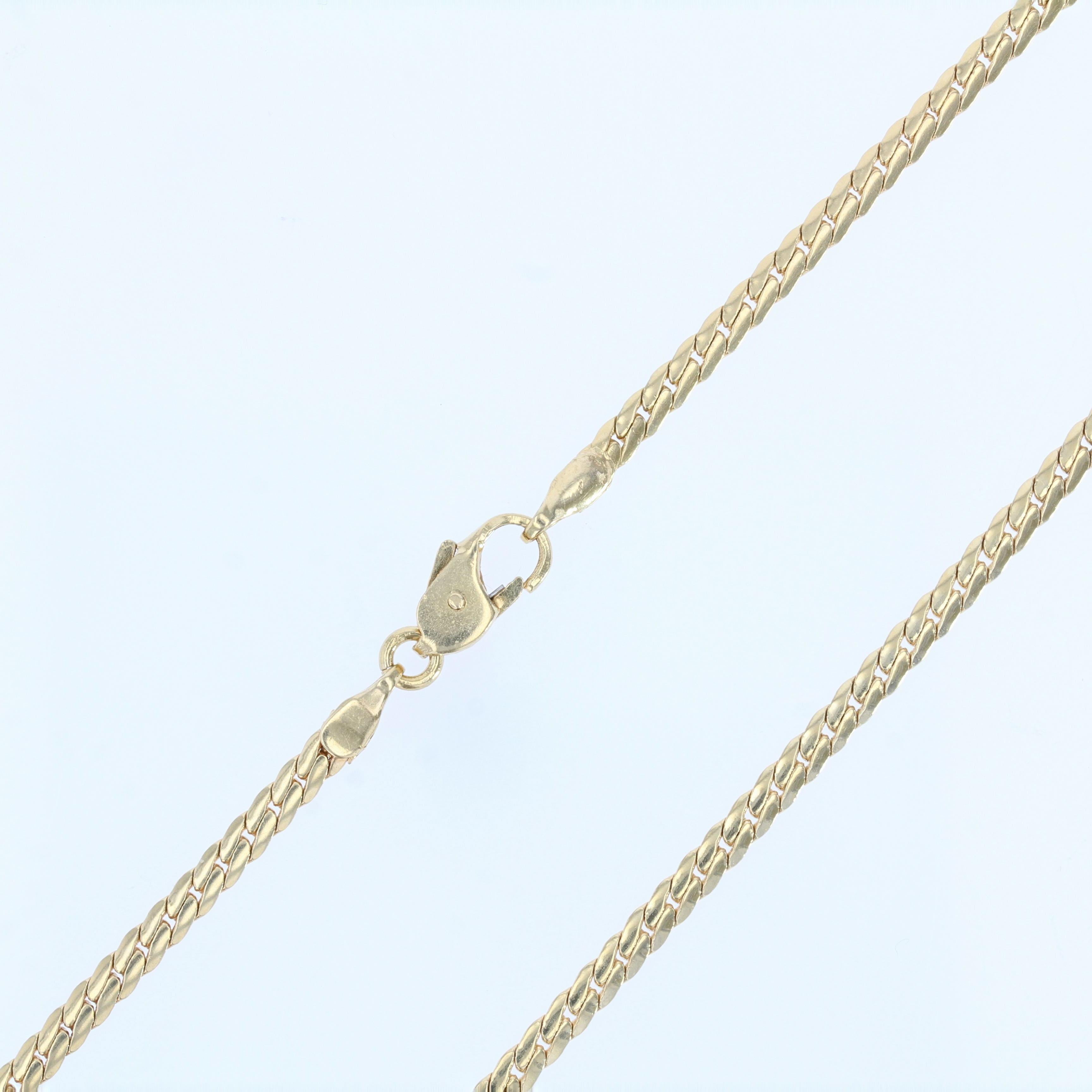 Women's Modern 18 Karat Yellow Gold Flat Curb Mesh Chain For Sale