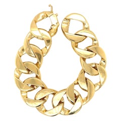 Modern 18 Karat Yellow Gold Flat Curblink Bracelet