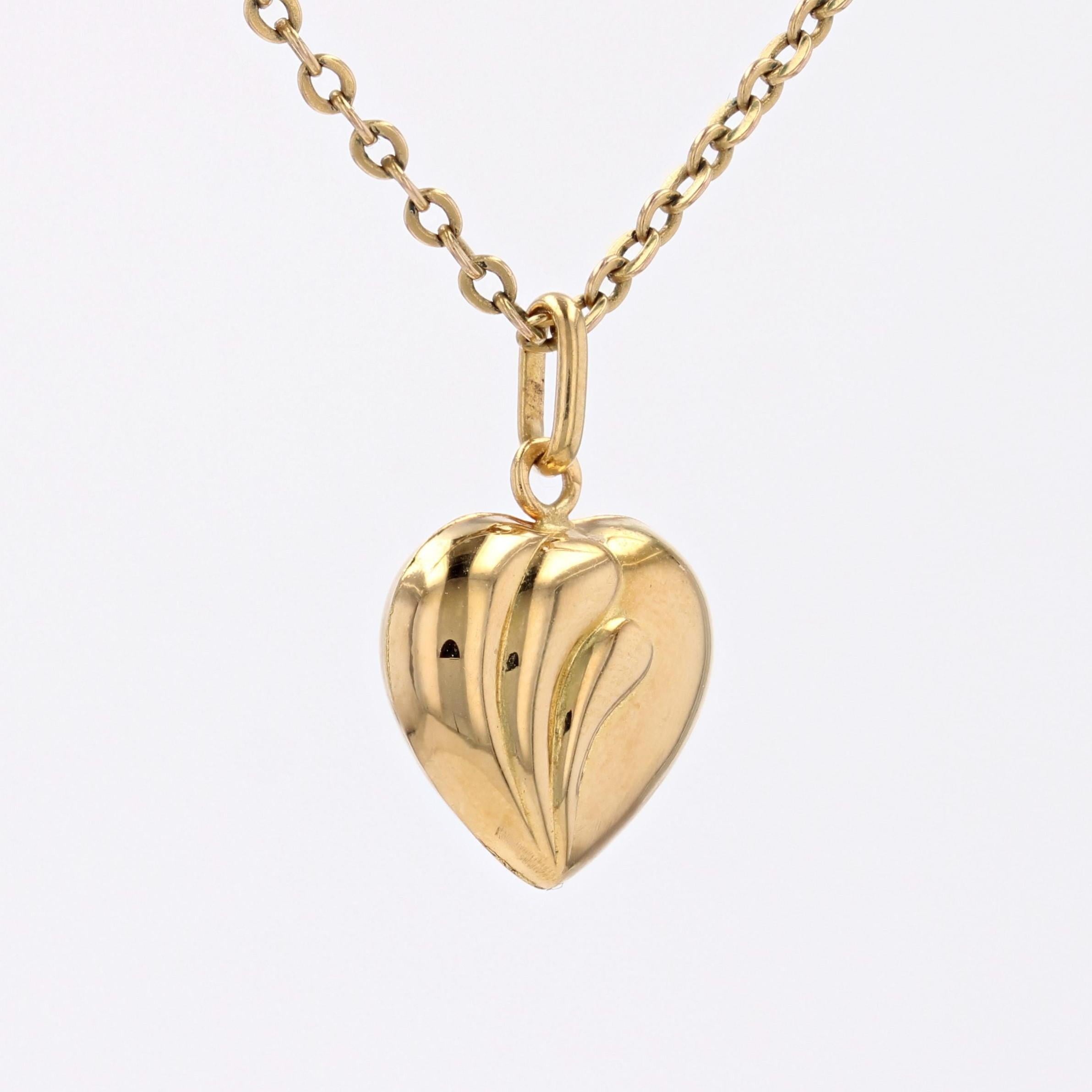 Pendentif moderne en or jaune 18 carats en forme de cœur Excellent état - En vente à Poitiers, FR