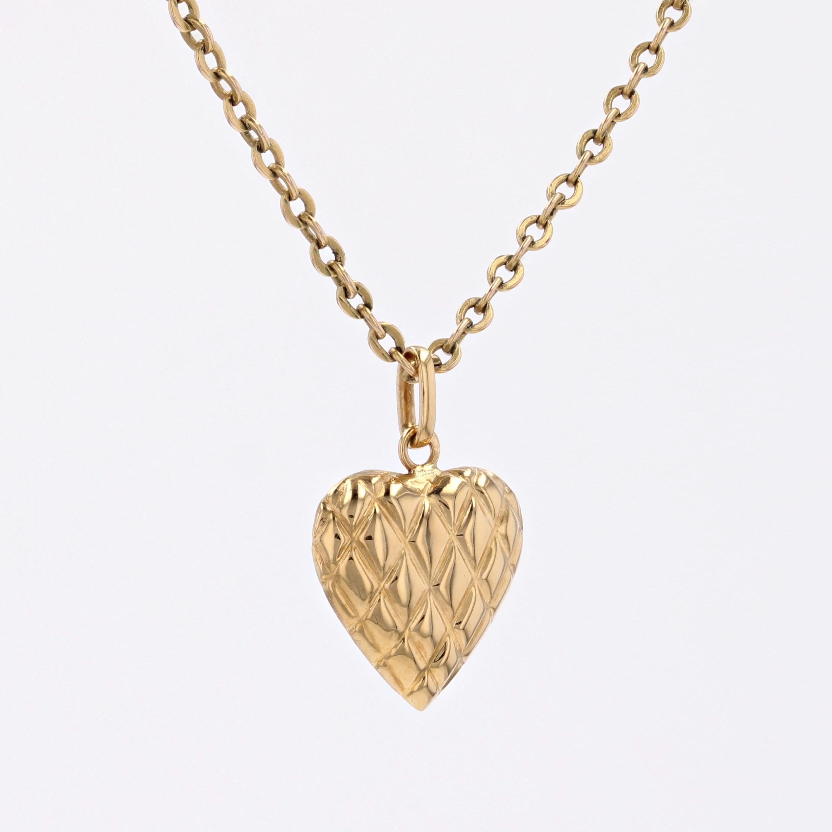 Pendentif moderne en or jaune 18 carats en forme de cœur Excellent état - En vente à Poitiers, FR