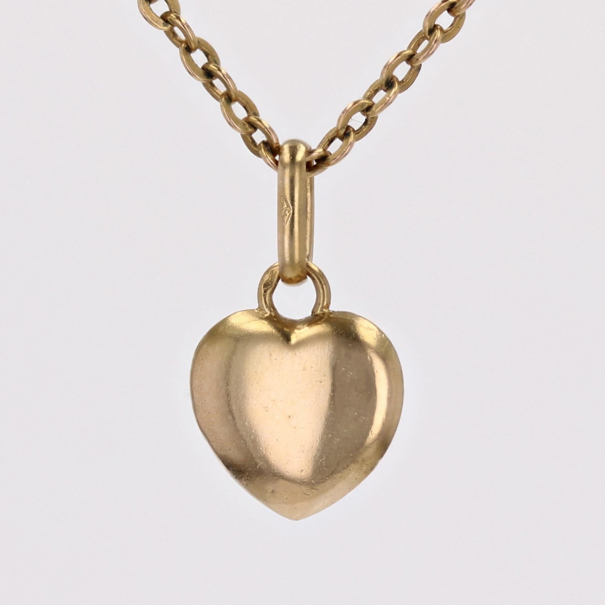 Modern 18 Karat Yellow Gold Heart-Shape Charm Pendant For Sale 3