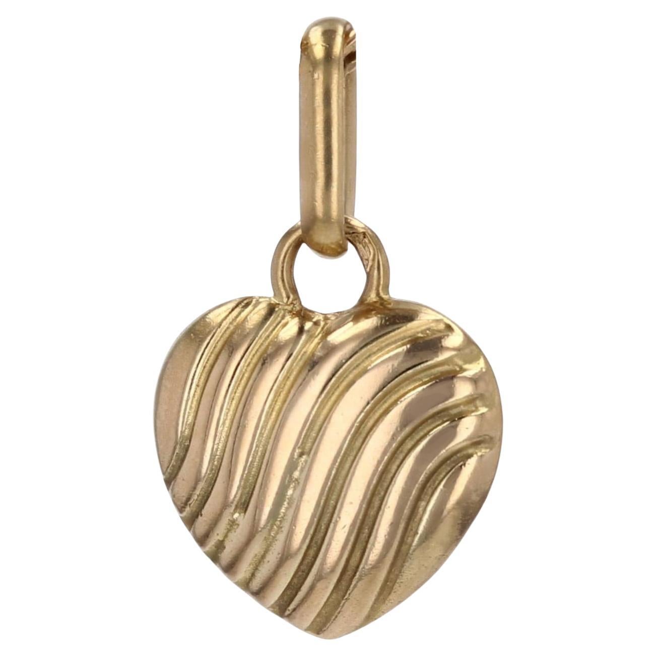Modern 18 Karat Yellow Gold Heart-Shape Charm Pendant For Sale