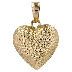 Modern 18 Karat Yellow Gold Heart- Shape Domed Pendant