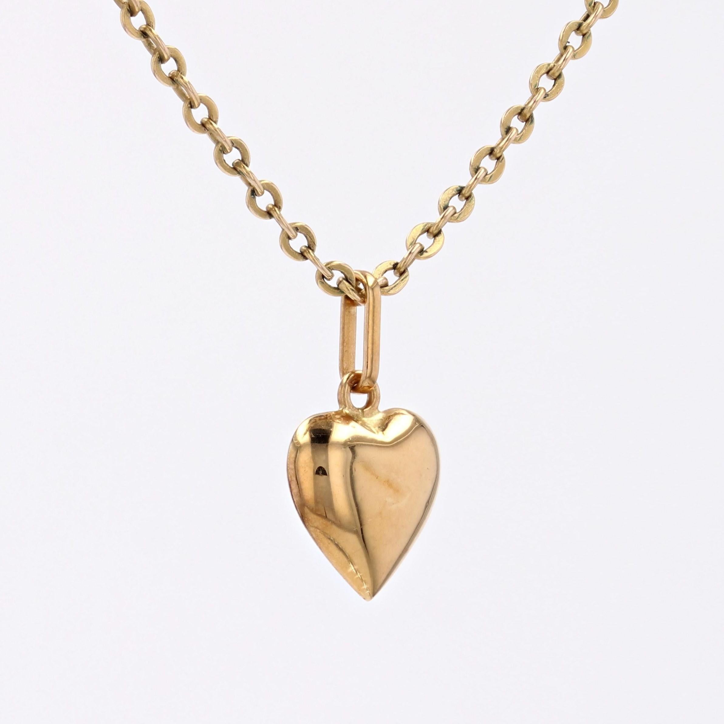 Pendentif moderne en or jaune 18 carats en forme de cœur en forme de dôme Excellent état - En vente à Poitiers, FR