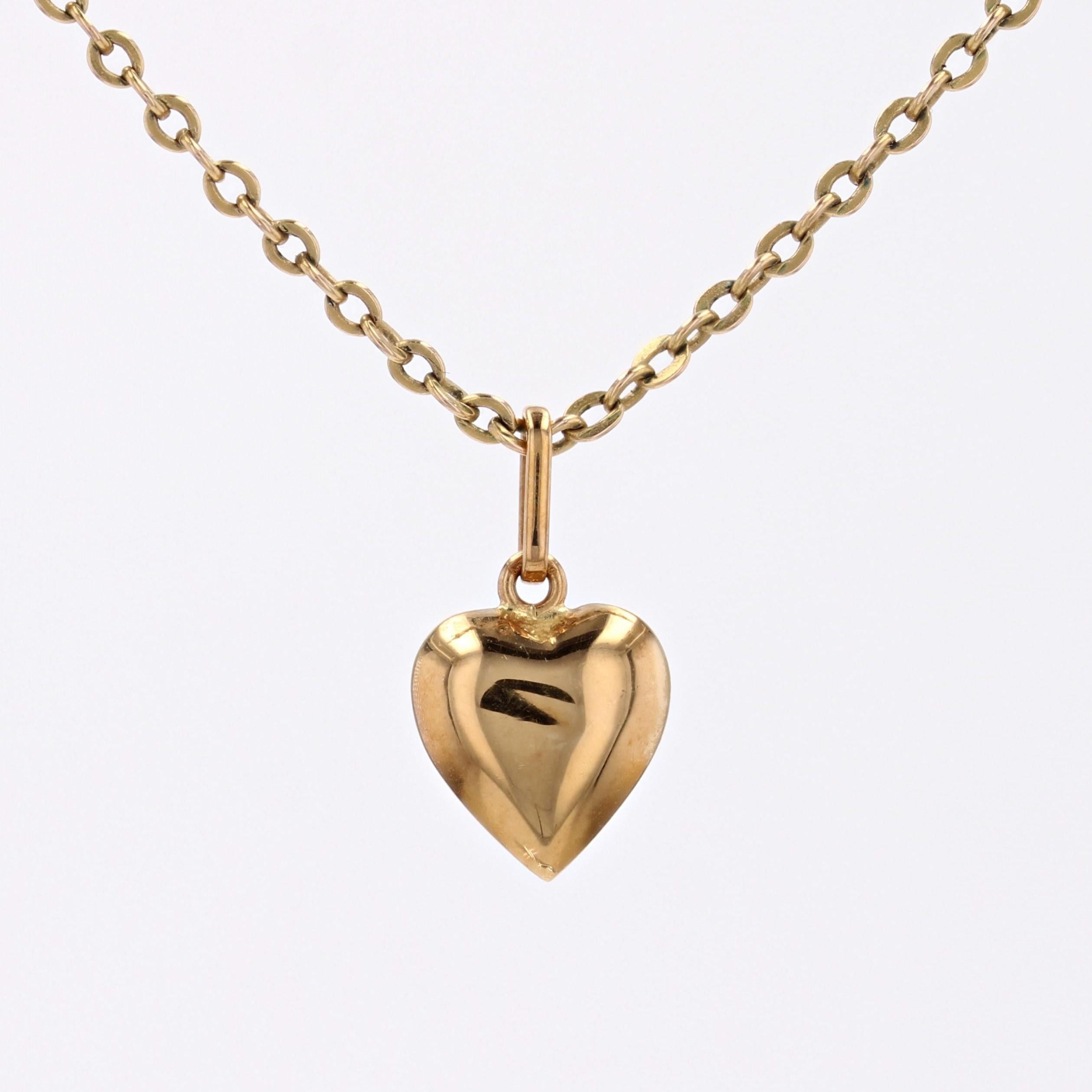 Pendentif moderne en or jaune 18 carats en forme de cœur en forme de dôme en vente 4
