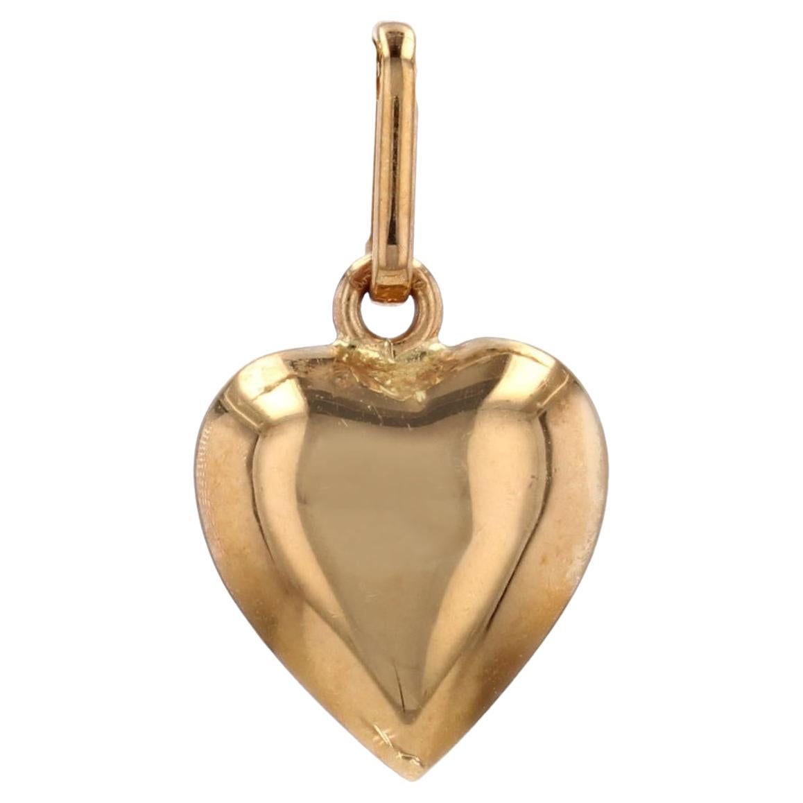 Pendentif moderne en or jaune 18 carats en forme de cœur en forme de dôme en vente