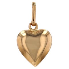 Modern 18 Karat Yellow Gold Heart-Shape Domed Second-Hand Pendant
