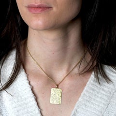 Modern 18 Karat Yellow Gold Hieroglyphics Medal Pendant